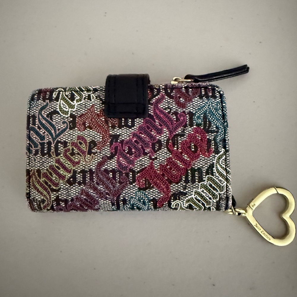 Juicy Couture Multicolor Logo Card Holder with Gold Heart Charm - Picture 2 of 8